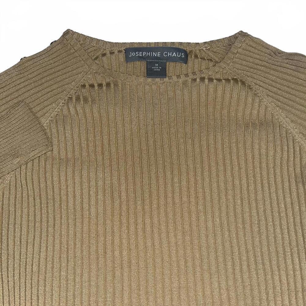 Josephine Chaus Women's Medium ribbed Knit Sweater 72% Silk Blend Button Details - Picture 2 of 8